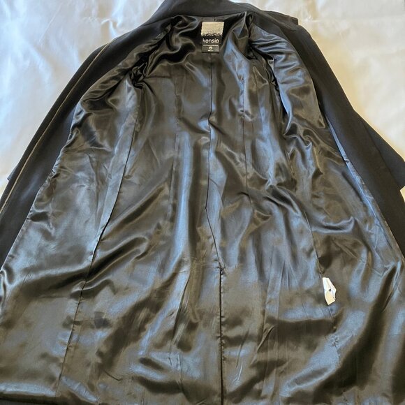 Kensie | Long Black Dress Coat Overcoat with Zipper/ Belt Closure | Size M - Picture 4 of 16